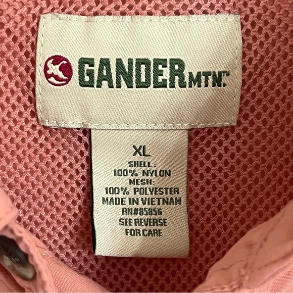 Gander Mtn Shirt Mens XL Peach Performance Fishing Vented Cargo Short Sleeve - Picture 4 of 13